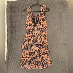 Brown and blue tight mini dress